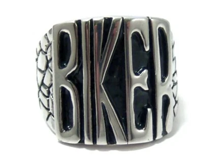 Biker Ring Bold Wide Nugget Stainless Surgical Steel Size 9 - Image 1 of 3