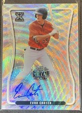2020 Leaf Metal Draft Evan Carter Silver Auto #BA-EC2 Texas Rangers