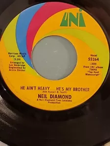 NEIL DIAMOND 7" 45 RPM - "He Ain't Heavy, He's My Brother" & "Free Life" VG+ - Picture 1 of 4