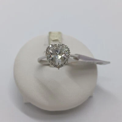 ANELLO DA DONNA CUORE CON ZIRCONI IN ORO BIANCO 18KT 2,6 GR.  N.14 (1741) - Immagine 1 di 4