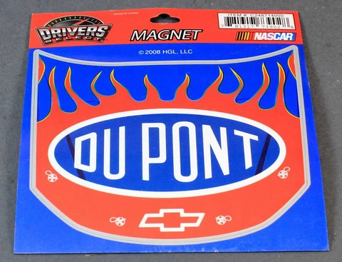 Du Pont Hood Shaped Magnet 2008 Chevrolet NASCAR Blue w/ Flames Cover