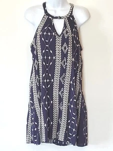 Sexy Solero The Impeccable Pig Corto Sin Mangas Halter Azul Blanco Follaje Talla S - Imagen 1 de 10