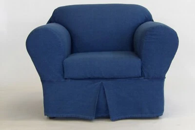 Sofá de 2 piezas de mezclilla azul pesado lavado funda antideslizante algodón/loveseat/sillón Foto 1 de 4