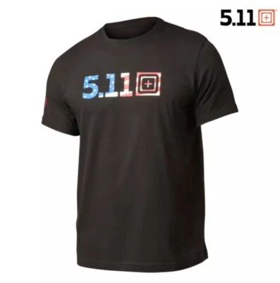 5.11 Tactical USA Flag Fill T Shirt - Medium Black w/Flag - NEW! MSRP $28.00! - Image 1 of 2