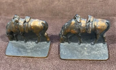 Sujetalibros de caballo de montura de latón notable vintage usados decoración Foto 1 de 4