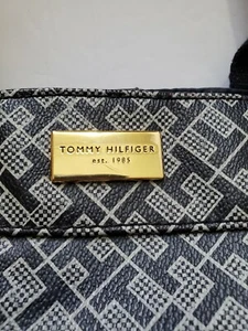 Tommy Hilfiger Handbag Purse Signature Classic Logo Print Navy White Vintage - Picture 1 of 11