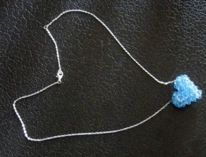 VTG Sterling Silver .925 Faceted Crystal Puffed Heart Pendant Necklace Blue - Picture 1 of 11