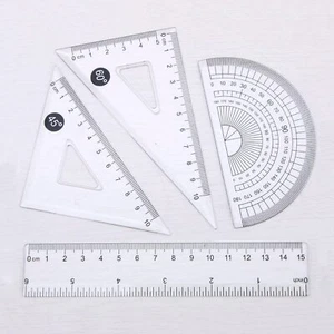 4-Piece Geometry Set Triangle Ruler Protractor Straight Ruler Plastic Draftin... - Picture 1 of 3