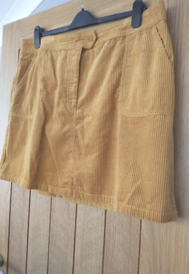 Monsoon Ochre Mustard Yellow-Brown Corduroy Mini Knee Length Skirt UK Size 22 - Image 1 of 4