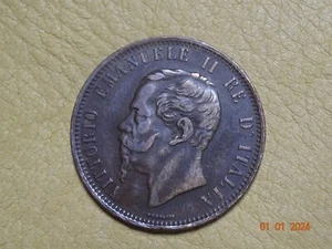 1866 M 10 Centesimi, Vittorio Emanuele II Re D'Italia, moneta d'epoca in rame - Foto 1 di 2