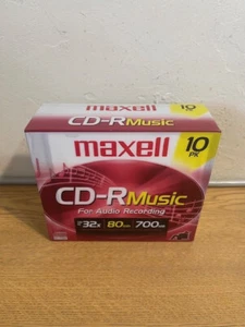 BRAND NEW MAXELL 10PK 10 PACK CD-R MUSIC AUDIO RECORDING DISKS 32x 80 min 700MB - Picture 1 of 1