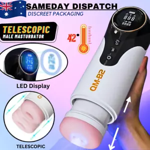 Auto Suction Telescopic Male Masturbation Cup Heating Realistic Oral Men Sex Toy - Picture 1 of 9