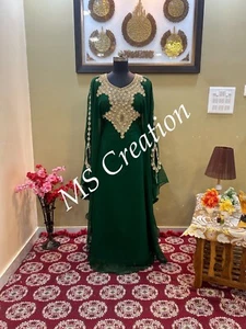 SALE!! Green African Attire Bridesmaid kaftan Gold Beaded Party Wear Dresses 506 - Picture 1 of 5