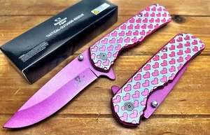 8"  Stainless Steel Assisted Folding Pocket Knife Heart Valentine pink PF51PK - Picture 1 of 2
