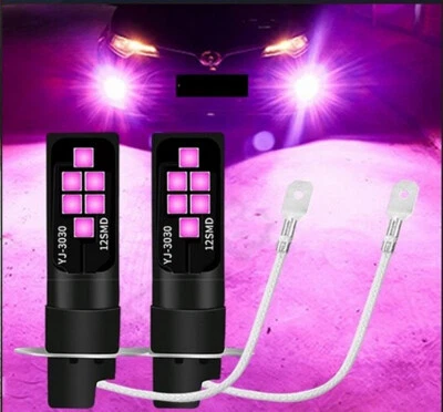 Ampoules H3 LED 12 SMD Rose pour feux antiBrouillard Auto Moto 12V - Photo 1/3