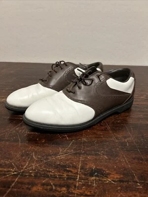 Мужские туфли для гольфа Mizuno размер 13 средний белый коричневый черный душа кожа винтаж - Изображение 1 из 4