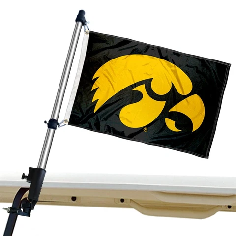 Iowa Hawkeyes Golf Cart Flag and Flagpole Mount Holder Cover