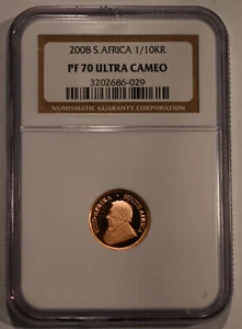 2008 South Africa 1/10 oz Proof Gold Krugerrand NGC PF70 Ultra Cameo!! - Picture 1 of 2