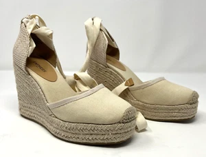 Express Womens Lace Up Closed Toe Wedge Espadrilles Sandals Size 6 - Picture 1 of 9