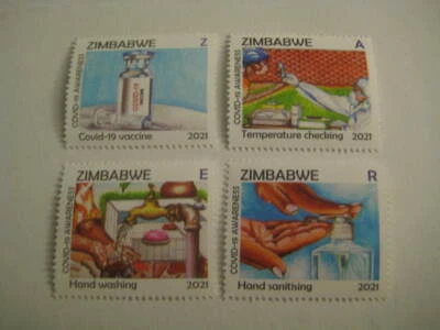 2021 Zimbabwe Set of 4 stamps on Virus Awareness and Precautions to take MNH - Image 1 of 3