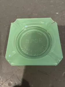 Vintage Glass Jadeite Ashtray B.P.O.E #370 march 27, 1938 Uniontown,Pa. . - Picture 1 of 11