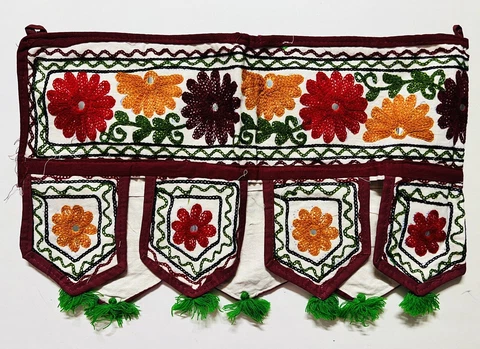 Fabric cotton elephant embroidery TORAN BANDHANWAR DOOR HANGING temple INDIA-USA Cover