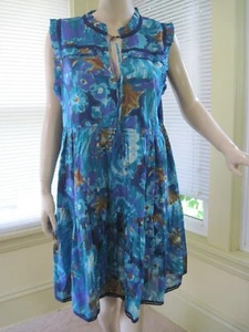 Sundance NWOT Blossoms Divine Pockets 100% Cotton Sundress Blue Sz L/ XL - Picture 1 of 6