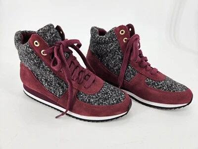 NEW Isaac Mizrahi Bessie *READ*Burgundy & Gray Tweed Low Wedge Sneaker sz 7.5 M - Image 1 of 4