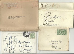 1821-1956 4 HEREFORDSHIRE POSTAL HISTORY E/L COVERS & PPC STOKE EDITH KINGTON - Picture 1 of 2