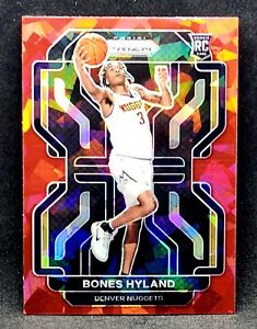 Bones Hyland RC 2021-22 Panini Prizm #302 Red Cracked Ice Rookie Card Nuggets 