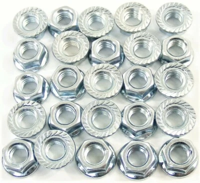 Tuercas Chevy 3/8" - 3/8-16 rosca - 9/16" hexagonal - 3/4" brida dentada - 25 tuercas - #187 Foto 1 de 4