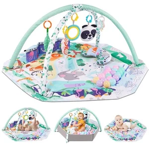 Baby Gym Play Mat, 8-in-1 Tummy Time Mat with Ball Pit & Detachable Toys - Picture 1 of 7