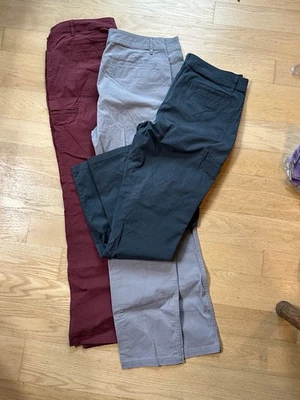 3 calças femininas Eddie Bauer legend tamanho 12 cinza e bordô - Imagem 1 de 4