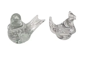 Menge 2 Vintage kontrollierte Blase Glas Vogel Briefbeschwerer Figuren klar 2 Größen - Bild 1 von 11