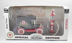 Caja de cambios Juguetes 1912 Ford Modelo T Texaco Banco de monedas con bomba de gasolina 1999 1/24 Diecast - Imagen 1 de 13
