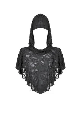 Chal de malla con capucha drapeado drapeado punk gótico negro Dark In Love para mujer Foto 1 de 4