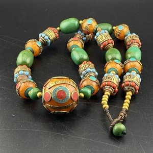 Beautiful Colourful Tibetan Traditional Handmade Beaded Amazing Looking Necklace - Picture 1 of 11