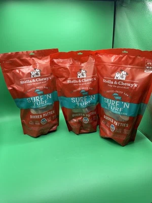 3pk Stella & Chewy's Surf 'N Turf Dinner Patties Freeze-Dried Raw Dog Food 14oz - Image 1 of 3