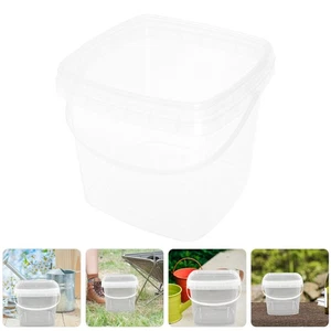 Plastic Paint Can 2L Square Food Bucket with Lid and Handle Clear Food Storage - Picture 1 of 12