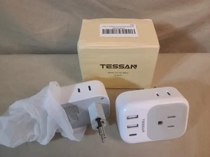 2 Pack European Plug Adapter USB C, TESSAN US to Europe Adapter 4 Outlets 3 USB - Picture 1 of 1