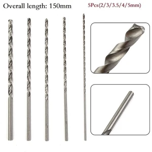 5Pcs Extra Long HSS High Speed Steel Drill Bit Set 2mm,3mm,3.5mm,4mm,5mm Bits - Picture 1 of 16