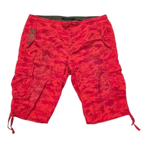 VTG Sean John Cargo Shorts Orange Camo Embroidered Drawstring Y2K Men's 40 - Picture 1 of 4