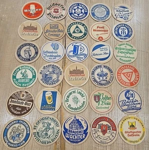 German Beer Coasters Lot of 30 Round Mats Vintage 1980s - Picture 1 of 9