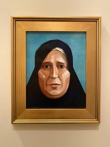 Original Acrylic Painting Framed Signed 11x14 Woman Portrait Arab - Picture 1 of 2