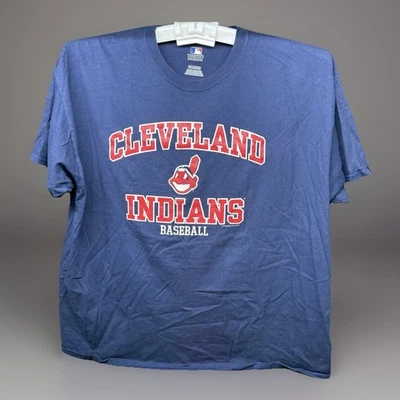 Мужская футболка с логотипом Cleveland Indians Chief Wahoo 2XL темно-синяя MLB - Изображение 1 из 4