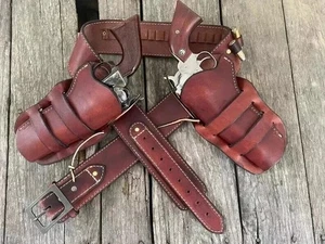 Gun Holster Belt Leather Revolver Pistol Tooled .22 .38/357 .44/45 Cal Western - Picture 1 of 5