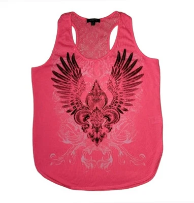 Womens/Jrs Ransom Neon Pink Wings Tank Top Shirt Blouse Sz M  - Image 1 of 4