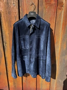 Beautiful Berluti Blue Suede Field Jacket Coat Men’s Size 50 - Picture 1 of 13