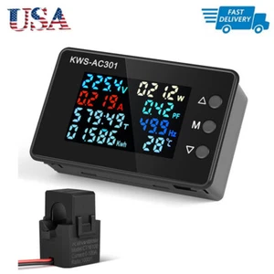 KWS-AC301 Wattmeter Leistungsmesser Voltmeter AC 50-300V Strom Leistungsanalysator. - Bild 1 von 18