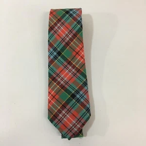 Pure Wool Tie in Caledonia Modern Tartan Scotland Orange Green 100% New Wool - Picture 1 of 5